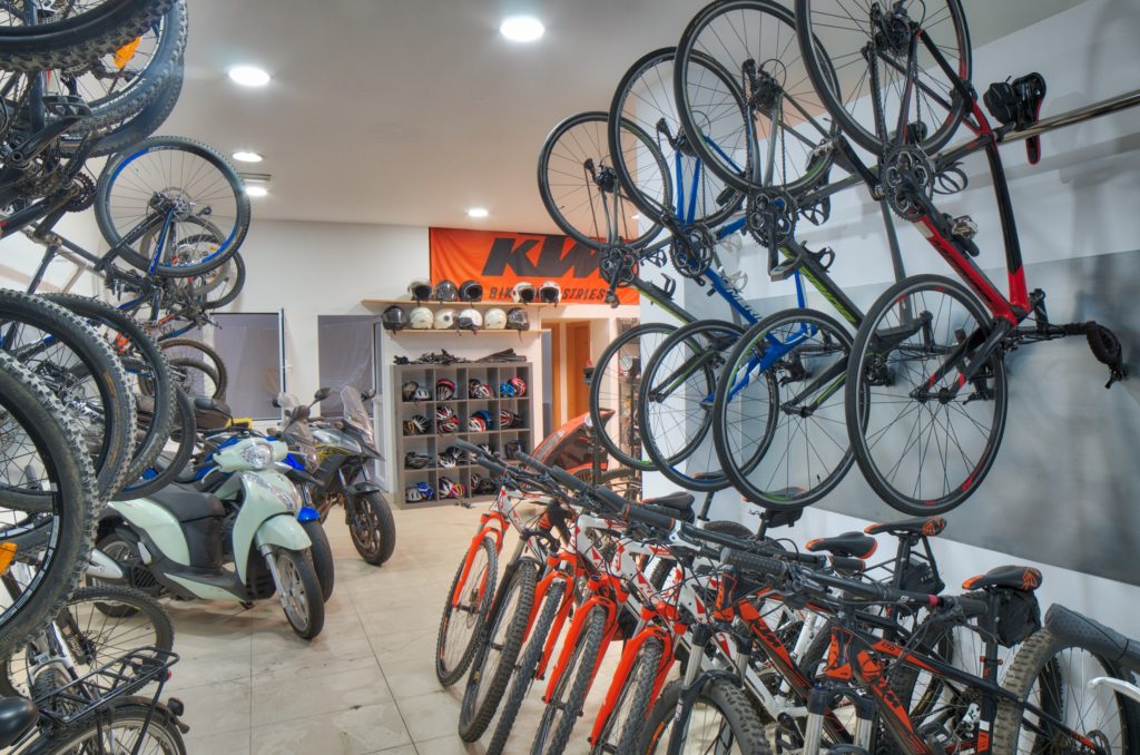 view of Race bikes, Crossbikes, Mountainbikes, Scooters and Motorbikes for rent at Bikestation Las Palmas 24